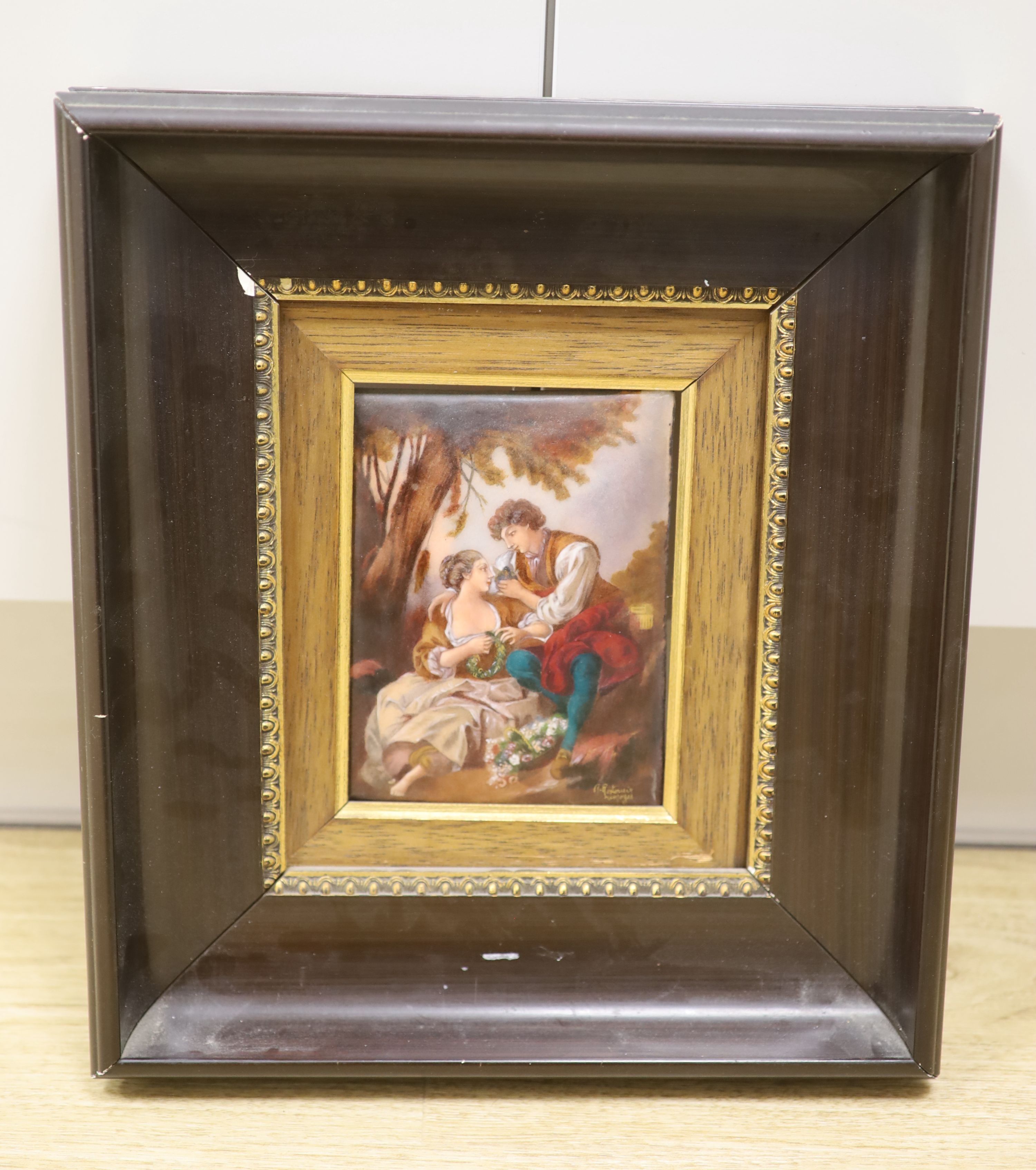 A Limoges enamel plaque, 16.2cm x 12cm